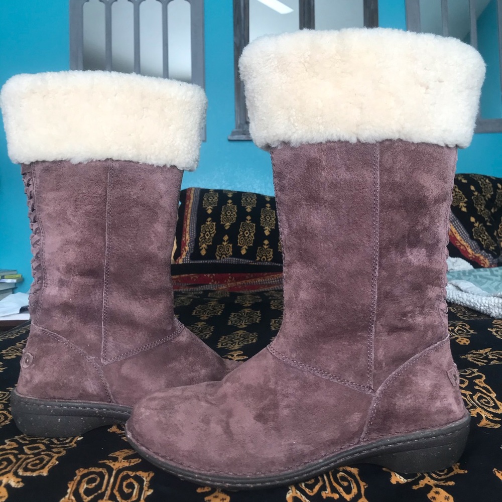 Ugg Australia Sz 9 Karyn Brown Suede Boot Zipper
